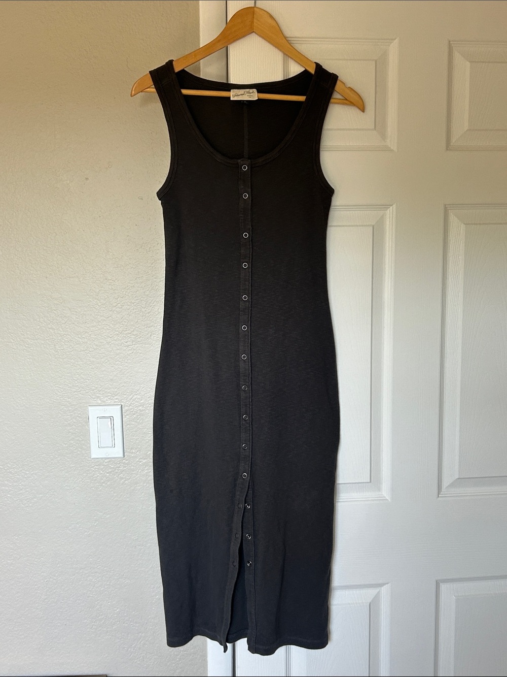 Universal Thread Grey Ribbed Henley Tank Dress XS Sleeveless Snap Front - Picture 5 of 6
